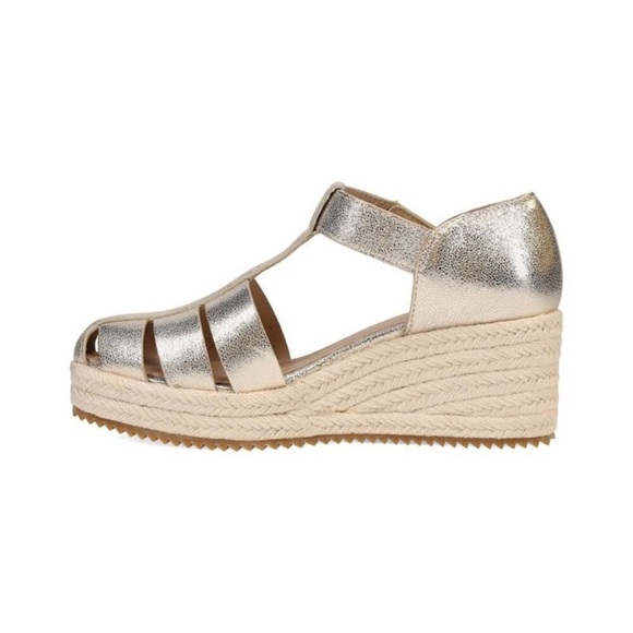 EILEEN FISHER Tilly Leather Espadrille Sandal Silver Metallic - Picture 2 of 10